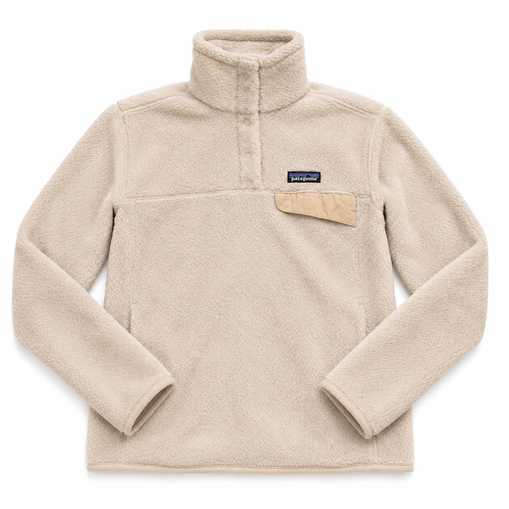 Patagonia Re-Tool Snap-T Pullover Fleece Jacket Oatmeal Beige Womens Medium